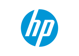 Logo of the company Hewlett packard (HP) with a circle of blue background and the alphabet h and p in white