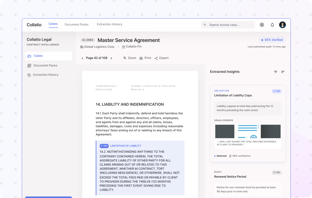 Clause-to-source traceability with visual evidence