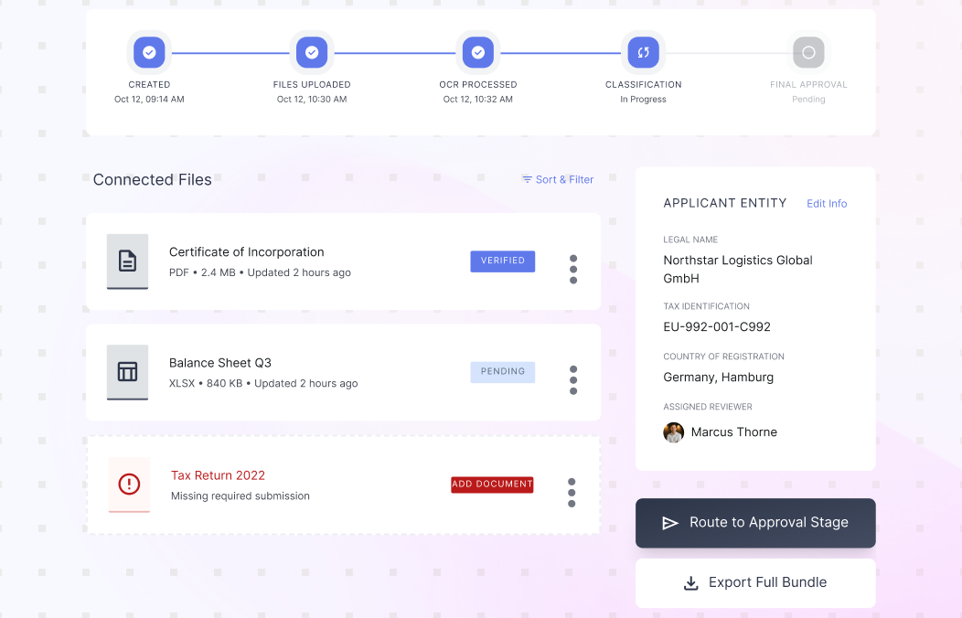 Organize documents into packages when required